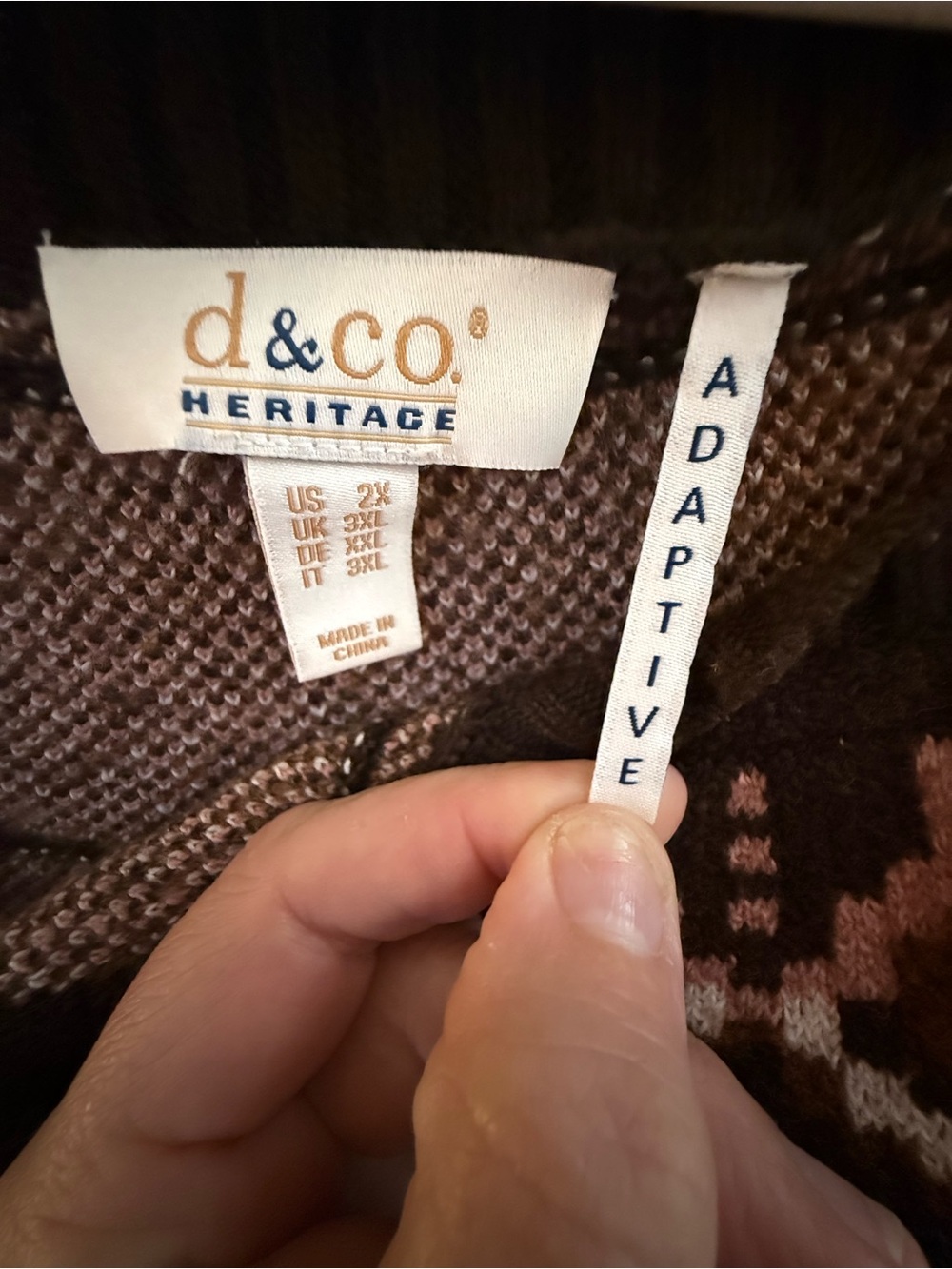 Adaptive d&co Heritage size 2X Fair Isle brown and pink Crewneck Sweater - Picture 4 of 6
